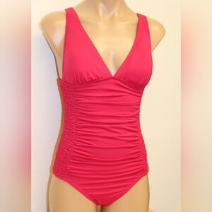 Ceptiva Vibrant Pink Rouched One-Piece Swimsuit Size Large